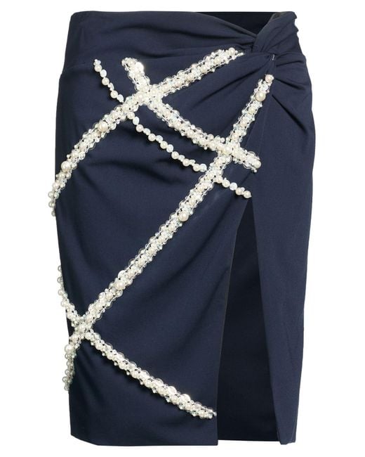 DES_PHEMMES Blue Midnight Midi Skirt Polyester, Viscose, Wool, Elastane