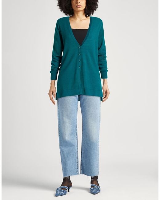 Diana Gallesi Blue Cardigan Polyester, Viscose, Acrylic, Polyamide, Elastane