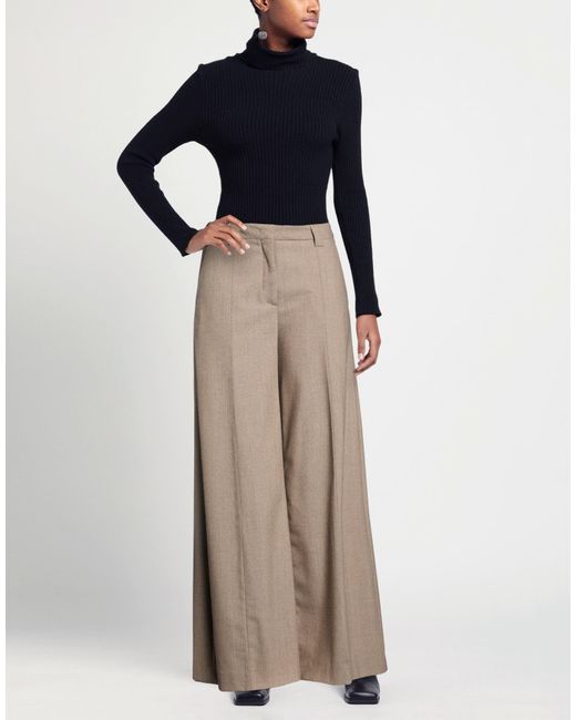 THE LATEST Brown Pants Polyester, Virgin Wool, Elastane