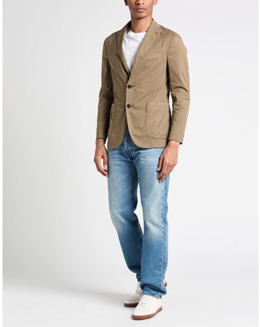 Boglioli Green Military Blazer Cotton, Elastane for men