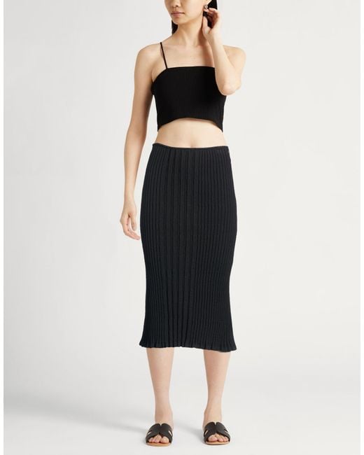 Tod's Black Midi Skirt Virgin Wool, Polyester