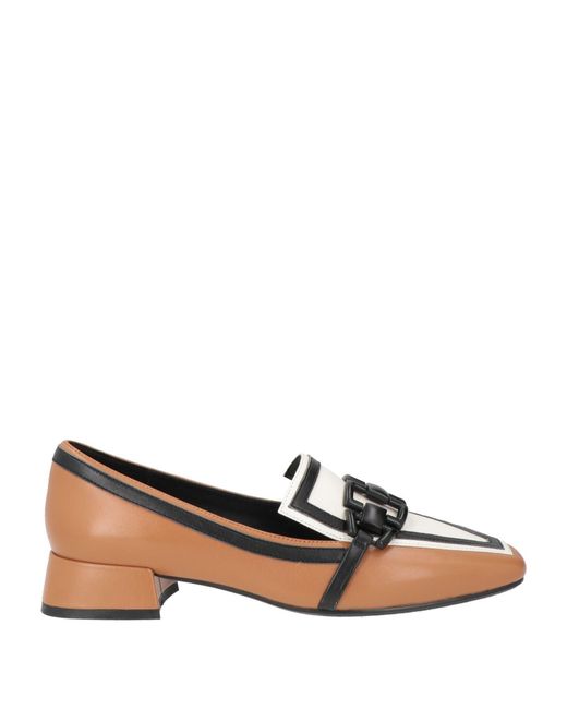 Luciano Barachini Brown Camel Loafers Leather