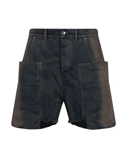 Rick Owens Blue Denim Shorts Cotton for men