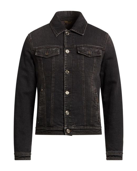 Moorer Black Denim Outerwear Cotton, Elastane for men