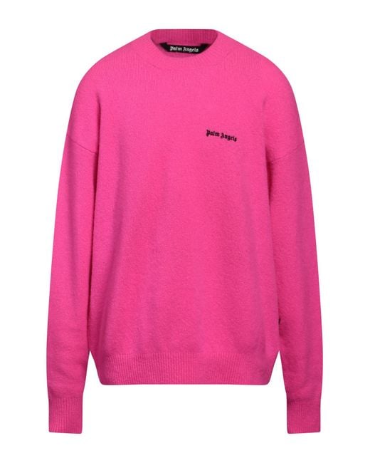 Palm Angels Pink Fuchsia Sweater Merino Wool, Polyamide, Cashmere, Elastane, Polyester for men