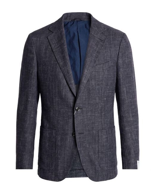 Caruso Blue Blazer Wool, Silk, Linen for men