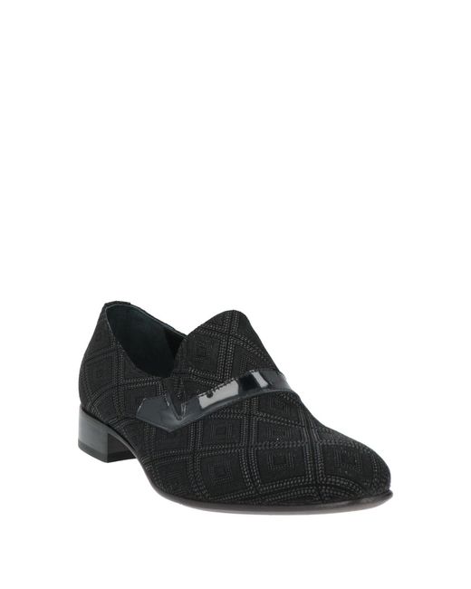 F.LLI CESETTI Black Loafers Textile Fibers, Leather for men