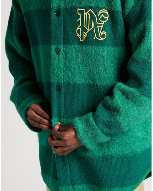 Palm Angels Green Shirt Wool, Alpaca Wool, Mohair Wool, Polyamide for men