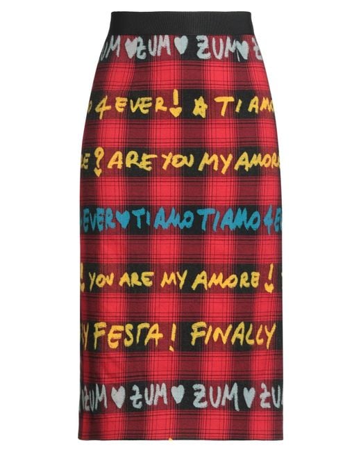 ALESSANDRO ENRIQUEZ Red Midi Skirt Cotton