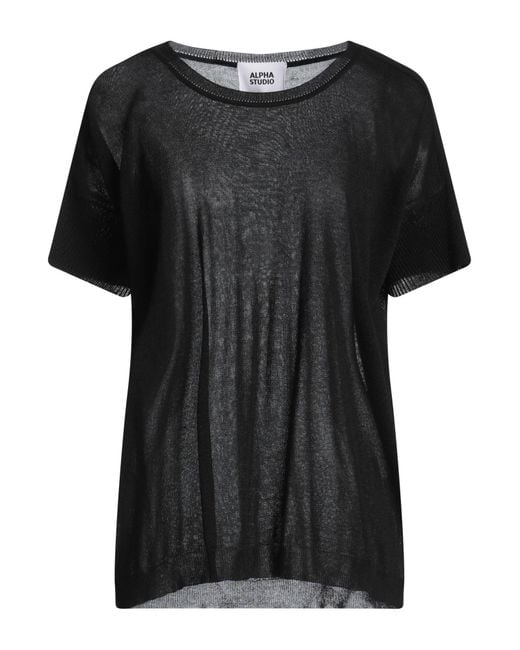 Alpha Studio Black Sweater Viscose, Polyester