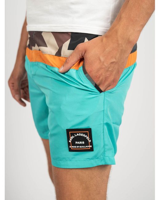 Boxer da mareKarl Lagerfeld in Materiale sintetico da Uomo colore Nero Uomo Abbigliamento da Moda mare da Pantaloncini e boxer da bagno 