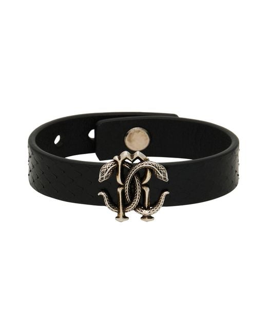 Roberto Cavalli Black Bracelet Leather for men