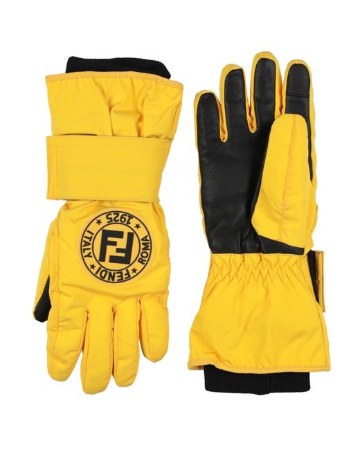 Fendi Yellow Gloves Polyamide, Elastane, Polyester, Polyurethane Resin, Goat Skin