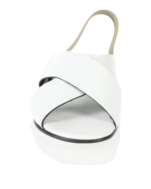 Pollini White Patent Ankle-Strap Flat Sandals