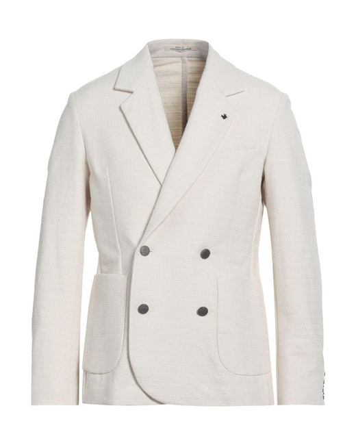Messagerie White Patrizio Piscaglia Blazer Cotton, Polyester, Linen for men