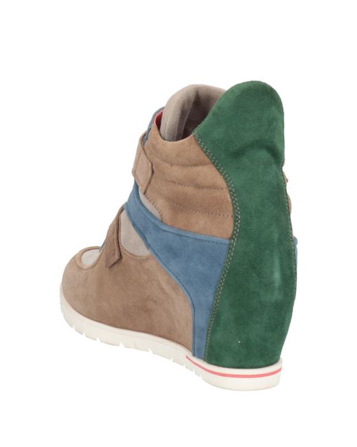 Pas De Rouge Blue Taupe Sneakers Leather