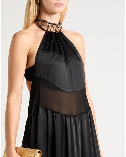 Pinko Black Maxi Dress Polyester, Elastane, Brass