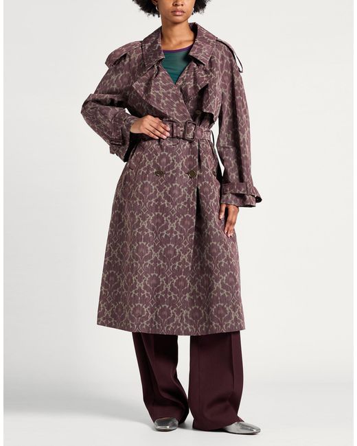 Burberry Brown Overcoat & Trench Coat Viscose, Polyester