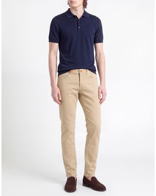 Manuel Ritz Natural Sand Pants Cotton, Elastane for men