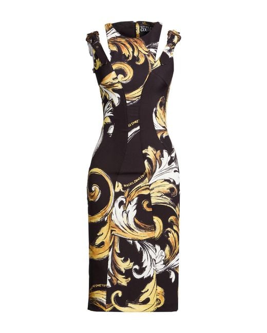 Versace Jeans Couture Black Midi Dress Polyester, Elastane