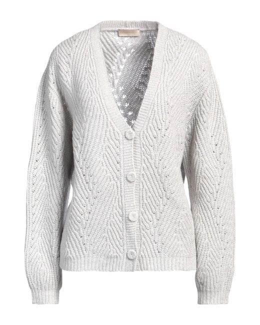 Momoní Gray Light Cardigan Virgin Wool, Metallic Fiber, Polyamide