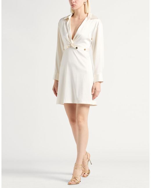 Sandro White Ivory Mini Dress Polyester, Elastane