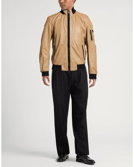 Peuterey Natural Sand Jacket Leather, Polyamide, Polyester for men