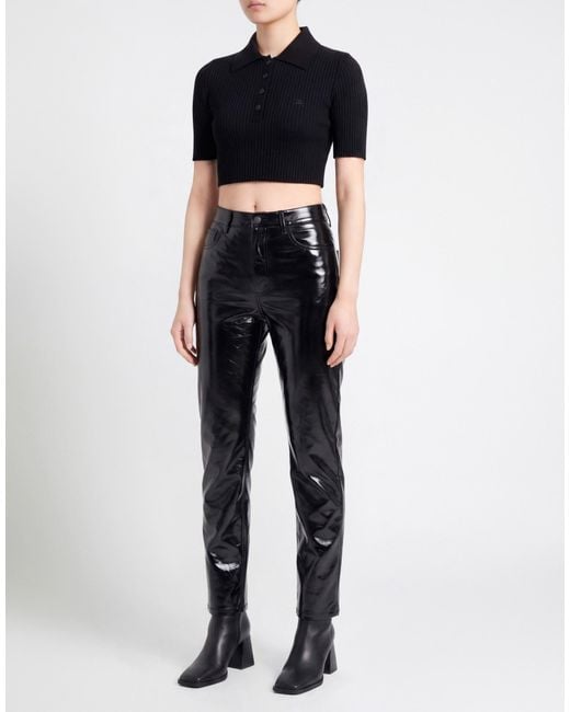 Courreges Black Polo Shirt Viscose, Polyester