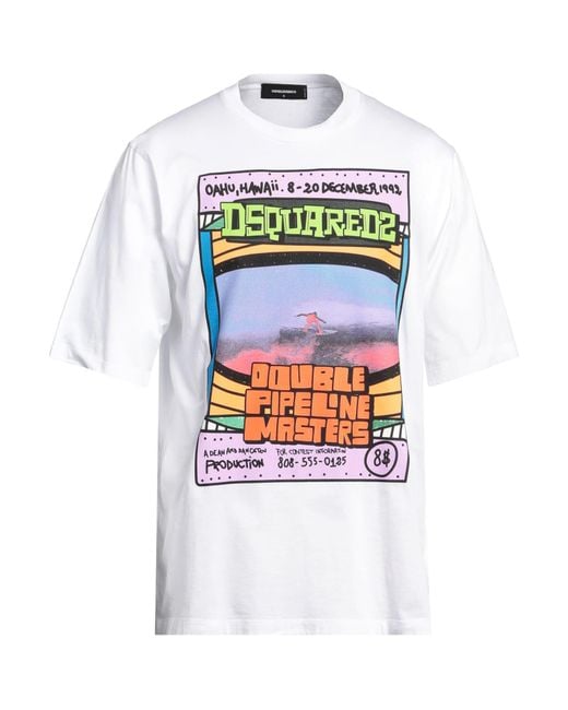 DSquared² White Double Pipeline Masters Design Skater Fit T-Shirt for men