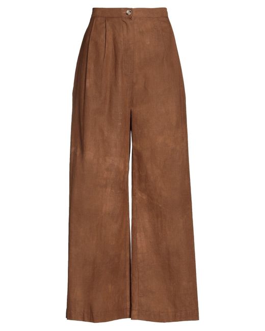 ViCOLO Brown Pants Linen, Cotton
