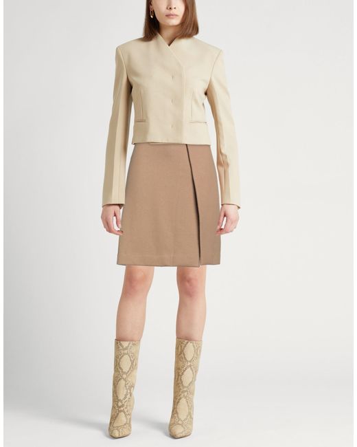 Aspesi Natural Camel Mini Skirt Virgin Wool, Polyamide, Cotton