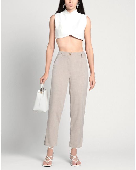 Oltre White Pants Polyester, Viscose, Elastane