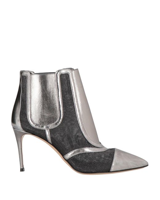 Casadei Gray Ankle Boots Leather, Textile Fibers