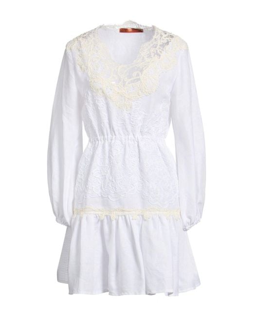Ermanno Scervino White Life Mini Dress Cotton, Linen, Polyester