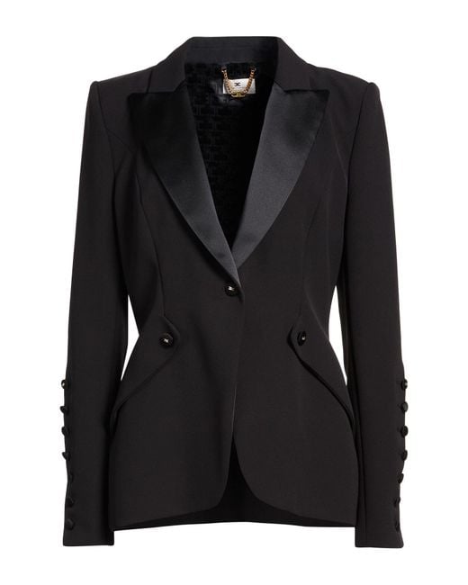 Elisabetta Franchi Black Blazer Polyester, Elastane