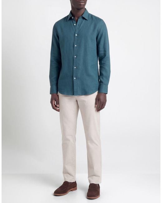 Edition10 Blue Shirt Linen, Lyocell for men