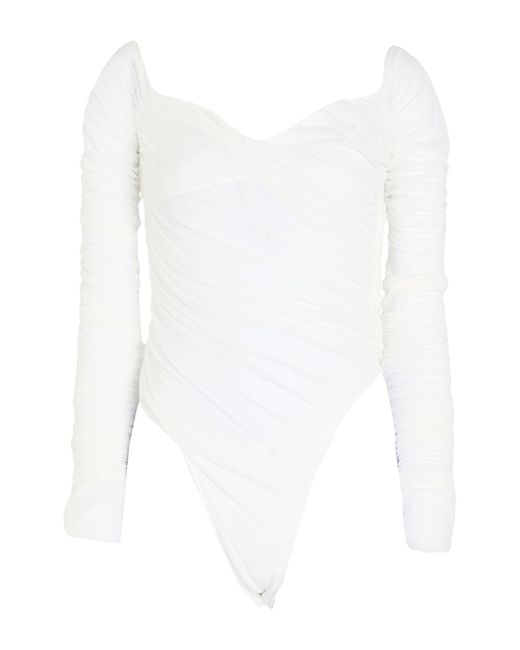 Mugler White Bodysuit Polyamide, Elastane