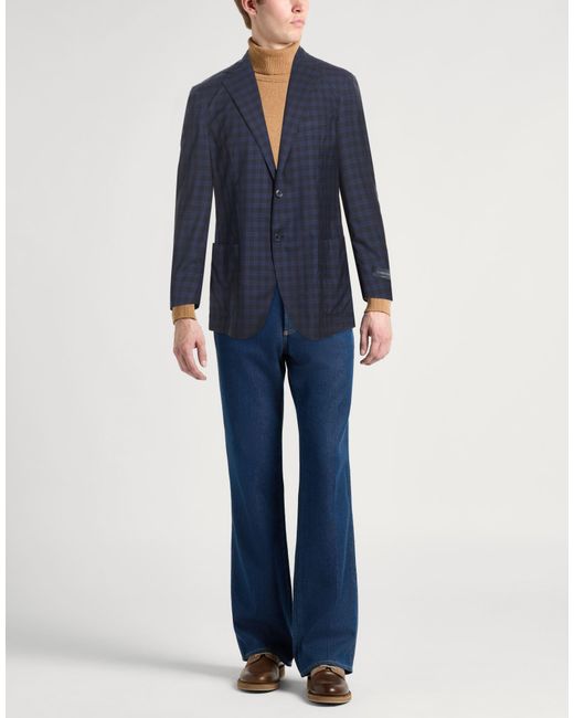Tombolini Blue Blazer Wool, Silk for men