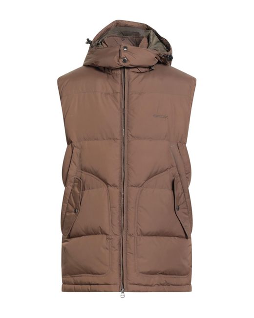 Geox Brown Khaki Vest Polyamide for men