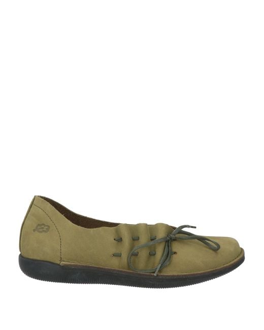 Loints of Holland Green Military Ballet Flats Leather