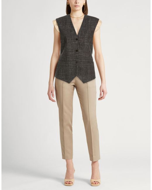 Alysi Gray Chocolat Charcoal Tailored Vest Wool, Polyester, Linen, Cotton