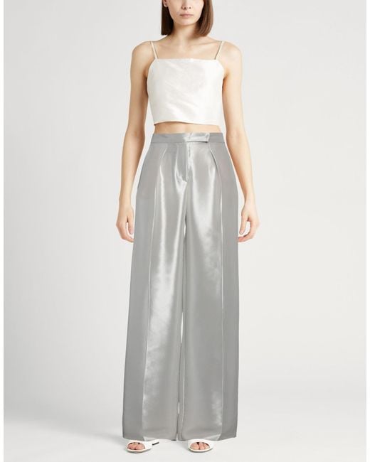 Max Mara Gray Pants Silk, Polyester