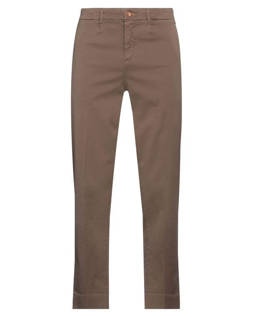 Hand Picked Brown Pants Cotton, Elastane for men