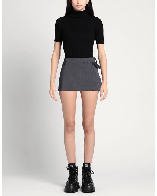 Hyein Seo Gray Mini Skirt Polyester, Rayon, Polyurethane