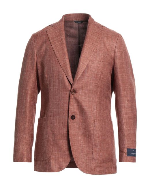 Tombolini Red Rust Blazer Wool, Silk, Linen for men