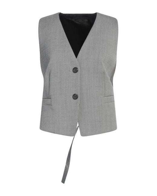 Helmut Lang Gray Tailored Vest Wool, Polyester, Elastane