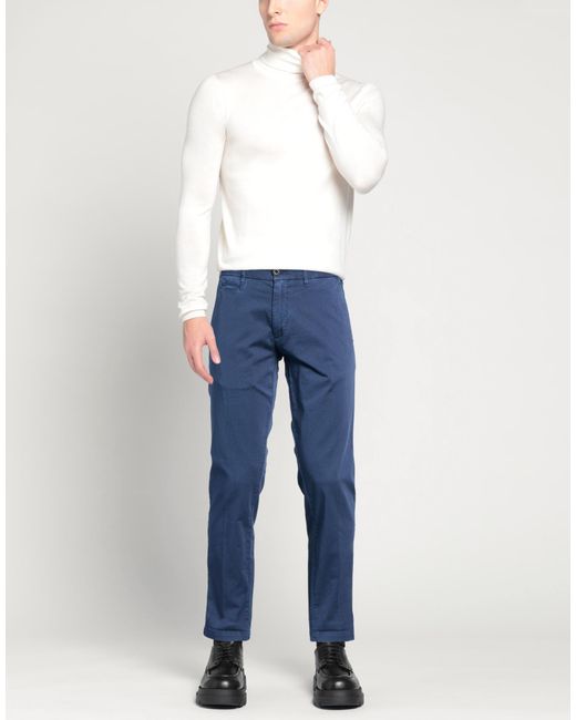 40weft Blue Pants Cotton, Elastane for men