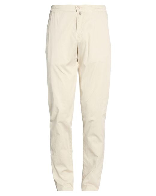 Kiton Natural Cream Pants Cotton, Lycra, Elastane for men
