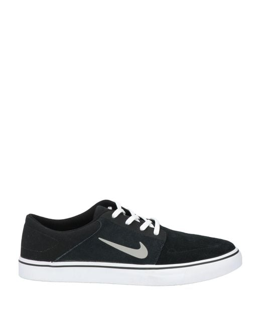 Nike Black Sneakers Leather, Textile Fibers for men