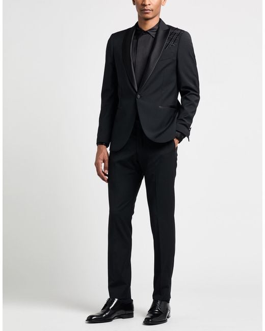 MULISH Blue Suit Polyester, Wool, Elastane for men